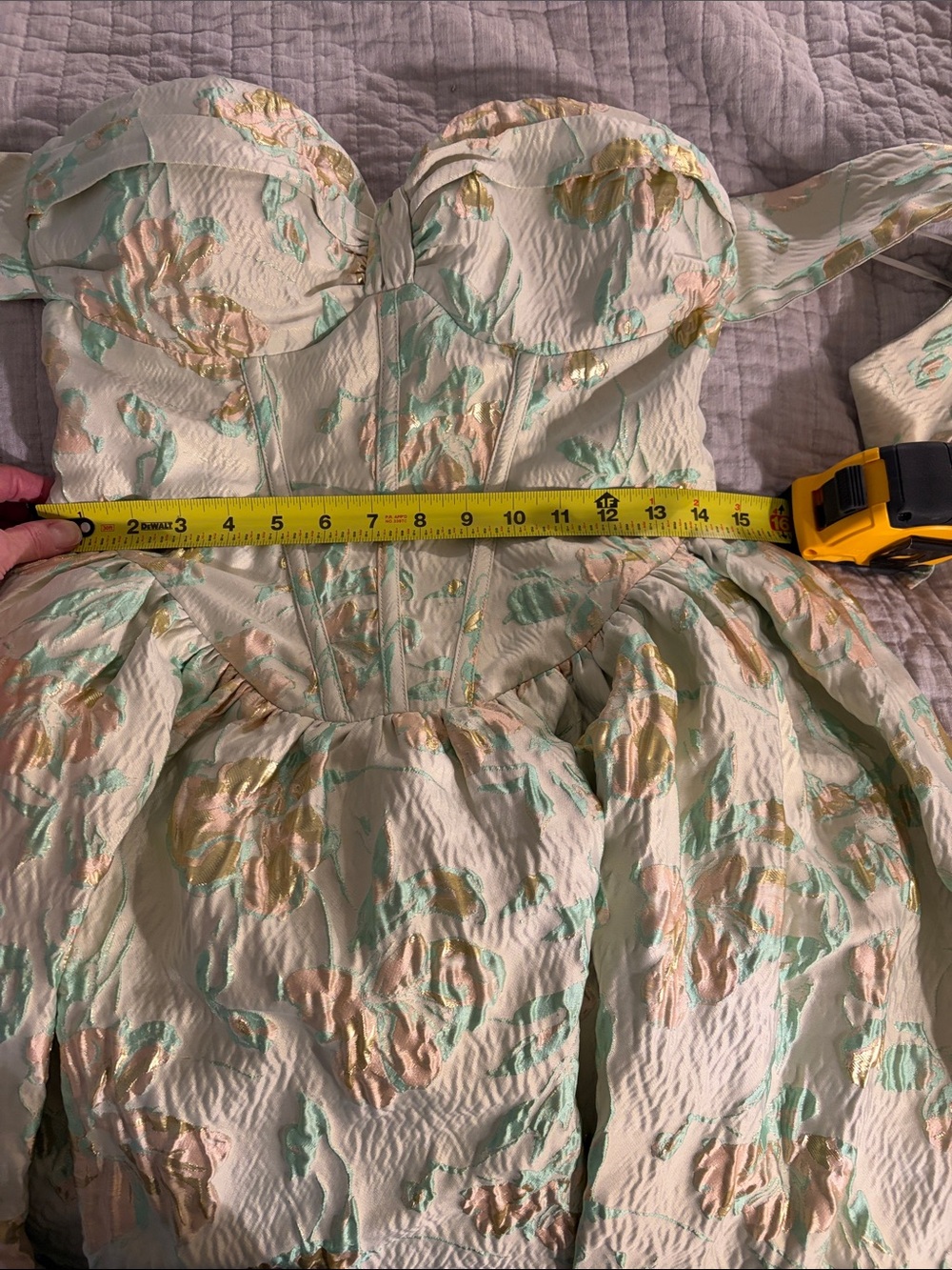 ASOS Floral Strapless Maxi Dress Green Pink US 6 Like New - Picture 6 of 8